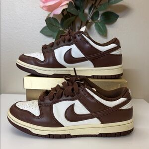 Nike Brown and White Dunk Low Sneakers